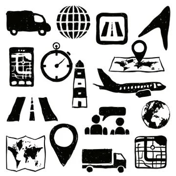 Logistic doodle images Stock Illustration