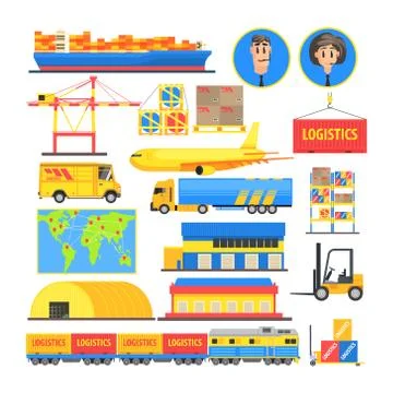 Logistic Elements Colorful Infographic Illustrazione stock