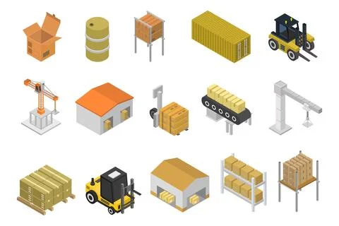 Logistic elements isometric illustrated on background 스톡 일러스트