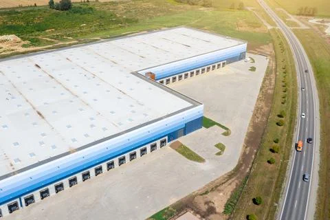 Logistic empty park with warehouse, top view Foto stock