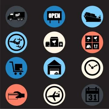 Logistic flat icon in vector Stock Illustration