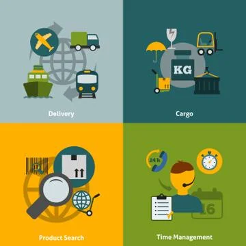 Logistic flat icons composition Stock Illustration