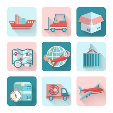 Logistic Flat Icons Stockillustratie