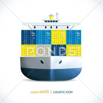 Logistic icon container ship Stock Illustration