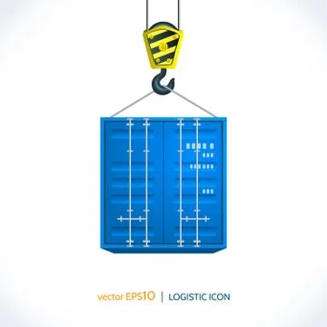 Logistic icon crane hook container Stock Illustration
