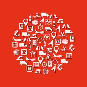 Logistic icons in circle Stock Illustration