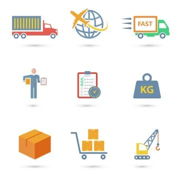 Logistic icons flat Stockillustratie