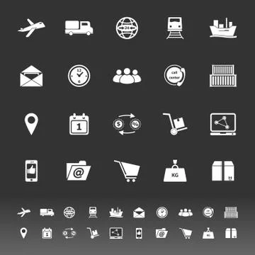 Logistic icons on gray background Stock Illustration