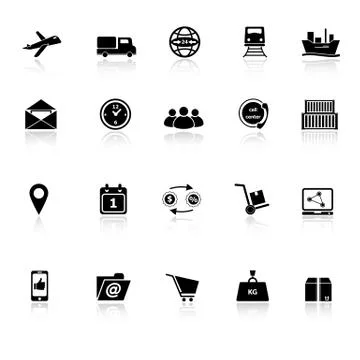 Logistic icons with reflect on white background Stock Illustration