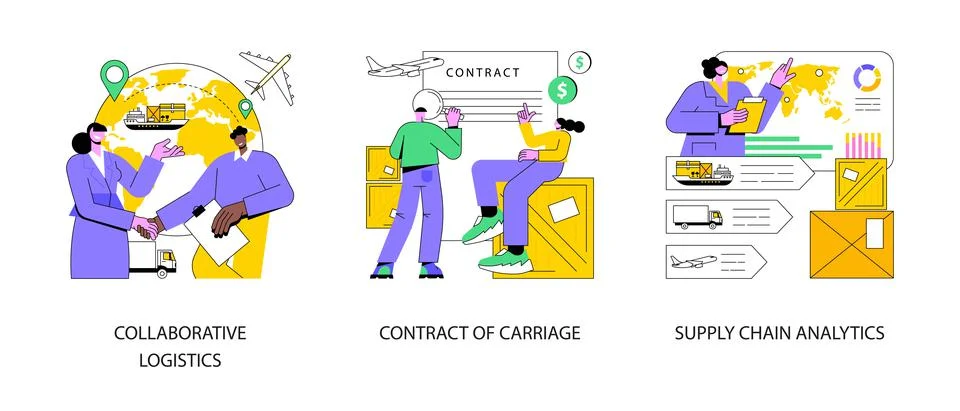 Logistic industry abstract concept vector illustrations. Illustrazione stock