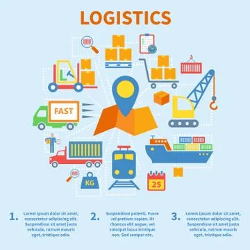 Logistic infographic icons flat 스톡 일러스트