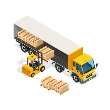 Logistic Isometric Design Composition Stock Illustration