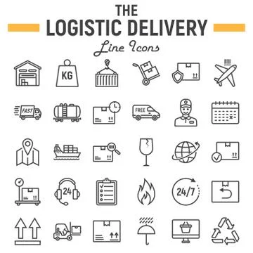 Logistic line icon set, Delivery symbols 스톡 일러스트