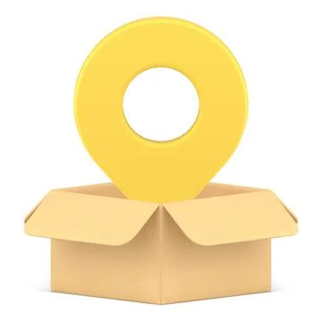 Logistic navigation cardboard box GPS tracking service map pin realistic 3d.. Stock Illustration