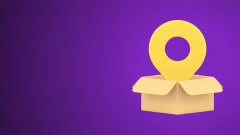Logistic navigation cardboard box GPS tracking service map pin realistic 3d i Stock Illustration