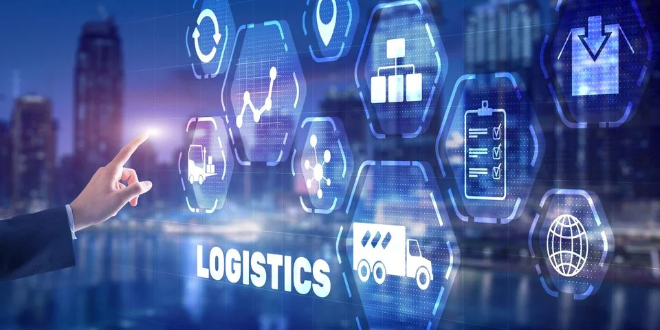 Logistic network distribution concept 2021. Smart technology Stock Photos