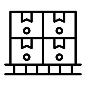 Logistic parcel on pallet icon, outline style Stock Illustration