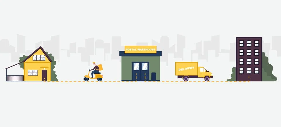 Logistic process delivery from shop to the consumer Stock Illustration