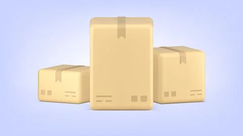 Logistic rectangular sealed cardboard boxes freight transportation and movi.. Stockillustratie