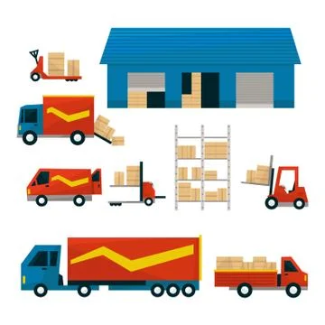 Logistic Related Illustrations Set Ilustración de archivo