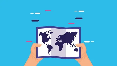 Logistic service animation with paper map and box Stock Footage 126264085