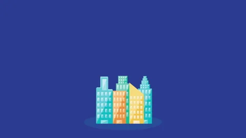 Logistic service with buildings in map paper and set items flying Stock Footage 137769880