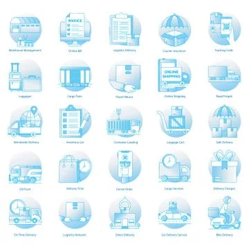 Logistic Service Flat Icons Pack Stock Illustration