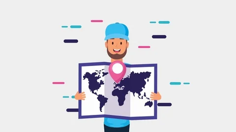 Logistic service worker with paper map Stock Footage 126266551