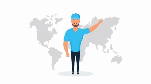 Logistic service worker with world map Stock Footage 126266173