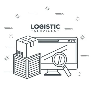 Logistic services with computer Stock Illustration