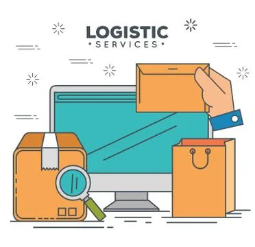 Logistic services with computer Stock Illustration