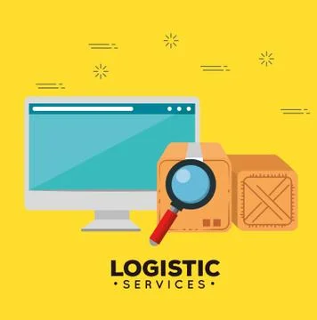 Logistic services with computer Stock Illustration