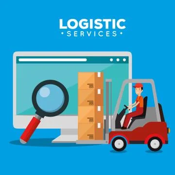 Logistic services with computer Illustrazione stock