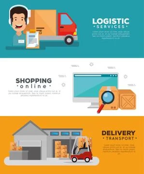 Logistic services with computer Stock Illustration