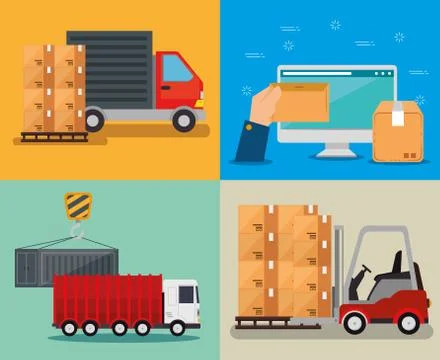 Logistic services with computer Stock Illustration