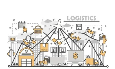 Logistic services concept vector illustration in flat linear style Stock Illustration