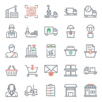 Logistic Services Flat Icons Pack Stock Illustration