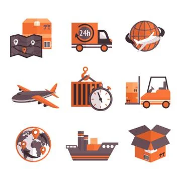 Logistic Services Icons Set Stockillustratie