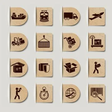 Logistic services labels set Illustrazione stock