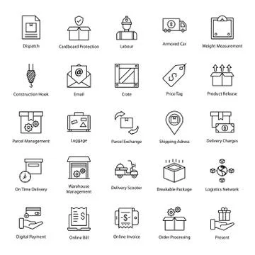 Logistic Services Line Icons Pack 스톡 일러스트