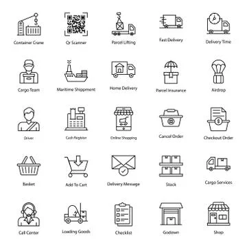 Logistic Services Line Icons Pack Stock Illustration