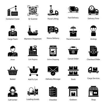Logistic Services Solid Icons Pack Illustrazione stock