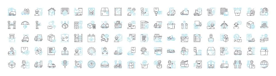 Logistic services vector line icons set. Logistics, Services, Delivery, Shipping Stock Illustration