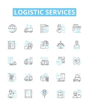 Logistic services vector line icons set. Logistics, Services, Delivery, Shipping Stock Illustration