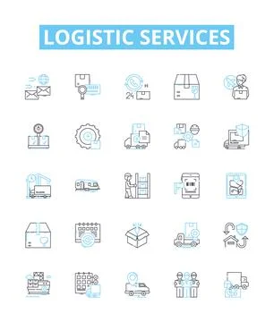 Logistic services vector line icons set. Logistics, Services, Delivery, Shipping Stock Illustration