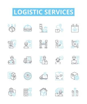Logistic services vector line icons set. Logistics, Services, Delivery, Shipping Stock Illustration