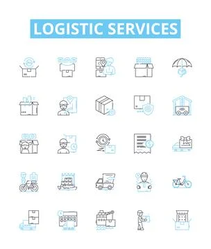 Logistic services vector line icons set. Logistics, Services, Delivery, Shipping Stock Illustration