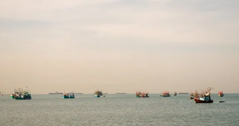 Logistic shipping quay boat Engineering crane depot at logistic export terminal Stock Footage 277616946