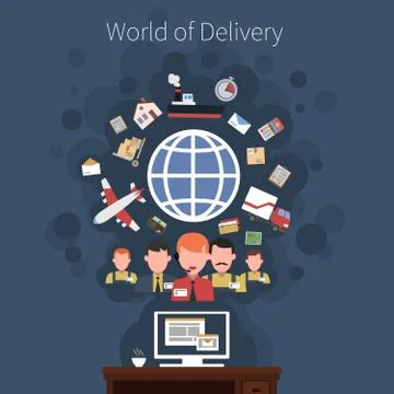 Logistic transportation concept poster Illustrazione stock
