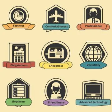 Logistic transportation fastness delivery emblems Stock Illustration